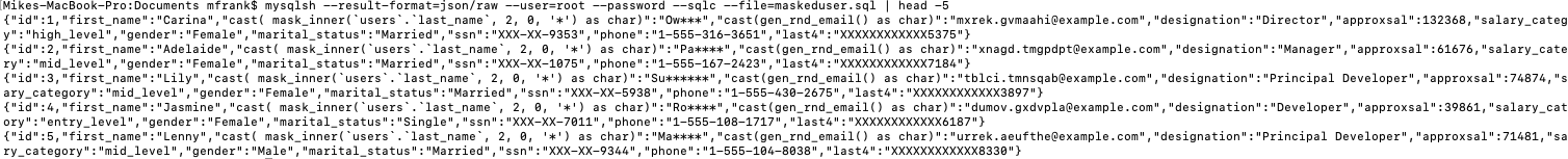 Batch output from MySQL Shell using the JSON forma